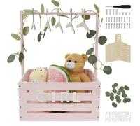 Armoire de douche pour bébé - En bois - Avec 10 crochets de suspension et poignée - 40 x 30 x 20 cm - capacité - Pour le rangement des enfants - Pour la grossesse, les nouveaux parents - Rose