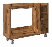 Armoire de Golf en Bois Ancien avec Roues, 120 x 45 x 98 cm, Rangement Sac et Accessoires, Housse Pluie, Support Parapluie, Organiseur Compartiments pour Tee Balle et Serviette