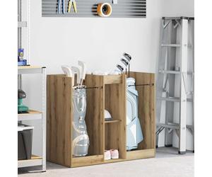 Armoire de Golf en Bois Chêne Artisanal 102 x 45 x 85,5 cm avec Étagères Métal, Rangement Intérieur pour Sac Accessoire Tee Balle Serviette, Organiseur de Chariot Trolley Voyage