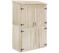 Armoire De Jardin 2 Portes Bois - 2 Étagères, Grand Compartiment - 120 X 57 X 183 Cm - Sapin Pré-Huilé