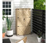 Outsunny Armoire de jardin 2 portes à croisillons 2 étagères toit bitumé sapin pré-huilé