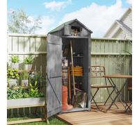 Outsunny Armoire abri de jardin sapin traité 3 étagères 2 portes toit bitumé 77×54,2×179 cm Gris