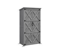 Armoire de jardin - Outsunny - avec 2 étagères toit incliné et bitumé - en bois massif - 90 x 54 5 x 161/168 5 cm - gris