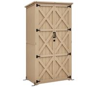 Armoire De Jardin Abri De Jardin 2 Portes Croisillons 2 Étagères Toit Bitumé Bois Sapin Pré-Huilé
