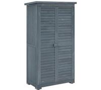 Outsunny Armoire de jardin en sapin pré-huilé – 2 étagères, portes persiennes, toit bitumé – Gris
