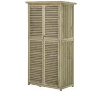 Outsunny Armoire de jardin 79x42x160 - 2 étagères portes persiennes toit bitumé pin autoclave gris