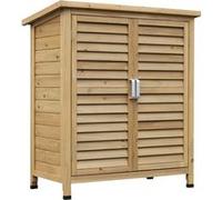 Armoire de jardin abri jardin remise pour outils sur pied dim. 87L x 46l x 96H cm étagère portes persiennes toit bitumé bois sapin autoclave vert