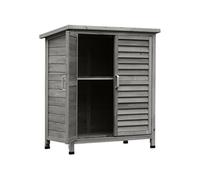 Outsunny Armoire de jardin 87×46,5×96,5 cm, étagère, portes persiennes, toit bitumé, Gris