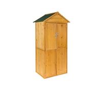 Armoire de jardin - TECTAKE - Abri avec Toit KADI 2 Pans en Bois et en Acier 80,5 cm x 60 cm x 213,5 cm - Marron