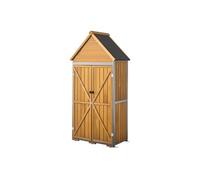 Armoire Jardin en Bois et Métal 112x170 cm-VEVOR-Meuble Rangement Extérieur pour Terrasse Balcon Porche Étanche Marron