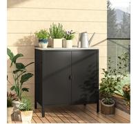 Armoire de jardin Bolognano acier laqué 92 x 80 x 50 cm noir mat
