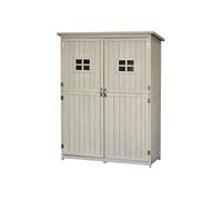 Armoire de jardin dim. 128L x 50l x 164H cm 2 étagères 2 portes 2 fenêtres toit bitumé étanche bois massif pin pré-huilé gris