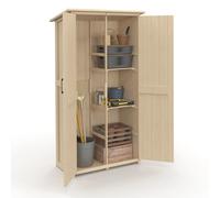 IDMarket - Armoire de Jardin en Bois 90 x 50 x 160 cm avec Toit incliné Double Porte et étagères
