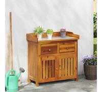 Armoire de jardin en bois d'acacia massif naturel 78 x 36,5 x 78 cm pour extérieur, rangement de terrasse, avec 2 portes et étagères, durable