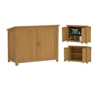 Armoire de jardin en bois extérieur - Outsunny - toit incliné, 2 étagères et 2 portes - 110 x 50 x 85 cm - marron