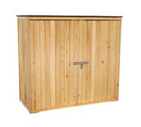 Wiltec Abri de jardin – 1360 x 580 x 1270 mm – en bois verni – avec Toit revêtu par PVC et 2 portes – Cabane Remise pour rangement outils pour Jardin, Terrasse & Balcon