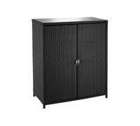 tectake® Armoire de Jardin Abri de Jardin en Résine tressée & Aluminium Inoxydable Solide, avec 2 Portes battantes, Remise pour Outils de Jardinage 3 étagères Accessoires de Piscine Jouets Enfants