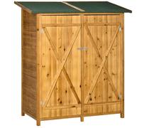 Abri de jardin Outsunny 140L x 75l x 157H cm 2 étagères 2 portes toit bitumé étanche bois sapin pré-huilé