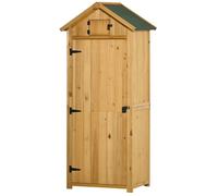 Armoire de jardin - Outsunny - abri outils 3 étagères 2 portes toit bitumé stockage extérieur - bois - 77x54x179cm - jaune