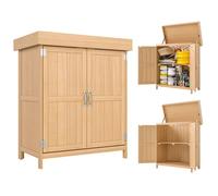 Outsunny Armoire de jardin double porte, toit bitumé relevable, 74×43×88 cm, bois massif de sapin