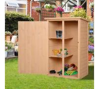 Outsunny Armoire abri de jardin bois sapin pré-huilé porte verrouillable 2 étagères 75x56x115 cm