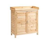 Armoire de jardin sur pied avec plateau - double porte, étagère - bois de sapin pré-huilé