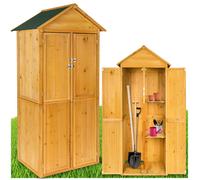 Armoire de jardin - TECTAKE - Abri avec Toit KADI 2 Pans en Bois et en Acier 80,5 cm x 60 cm x 213,5 cm - Marron