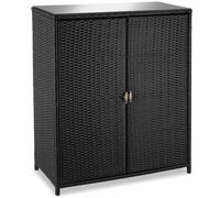 tectake® Armoire de Jardin Abri de Jardin en Résine tressée & Aluminium Inoxydable Solide, avec 2 Portes battantes, Remise pour Outils de Jardinage 3 étagères Accessoires de Piscine Jouets Enfants