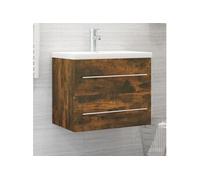 Armoire de lavabo Chêne fumé 60x38,5x48 cm Bois d ingénierie