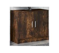vidaXL Armoire de lavabo chêne fumé 63x29x55 cm bois d'ingénierie, armoire de salle de bain, armoire de rangement salle de 848098 Marron G