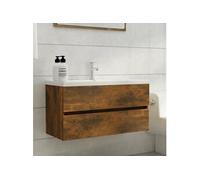 vidaXL Armoire de lavabo Chêne fumé 815654 – Bois d'ingénierie 90x38,5x45 cm