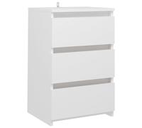 Armoire de lit 40x35x62,5 cm bois contreplaqué Blanc 3 tiroirs Chic Robuste Facile à nettoyer