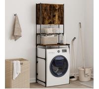 vidaXL Armoire de machine à laver Chêne fumé 68x48,5x194 cm 2 étagères ouvertes Montage facile