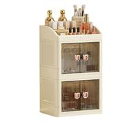 Armoire De Maquillage De La Boîte De Rangement À L'épreuve De Poussière, Support De Rangement Empilable, Porte-soins À 3 Niveaux Et Porte-parfum, 23x19x39cm, Conception D'économie D'espace, Facile À I