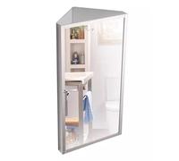 Armoire de Miroir d’Angle de Salle de Bain, Miroir de Maquillage Mural Triangulaire de Salle de Bain en Acier Inoxydable avec Support de Rangement, Armoire de Rangement d’Angle de Salle de b