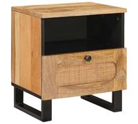 Armoire de Nuit en Bois Massif Mango Rustique Moderne avec Tiroir, 40 x 33 x 46 cm, Bronze Naturel, Armoire Rectangulaire Dos Entièrement Fini