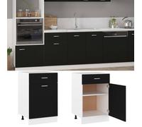 Armoire de plancher à tiroir, Meuble bas cuisine, Armoire rangement Noir 50x46x81,5cm Bois ingénierie 5073741 FrenchDays