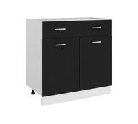 Armoire De Plancher 3 Tiroirs 80x46x81,5 Cm Contreplaqué Noir Fixation Murale Sécurisée Noir