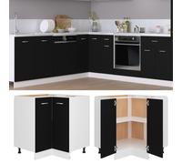 Armoire De Plancher D'angle ""Lyon"" Noir 75,5x75,5x81,5 Cm Bois Contreplaqué Murale Noir