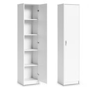 Armoire de rangement 1 porte - 40x35x180 cm - Armoire bureau chambre 4 étagères - Meuble de rangement multi-usages - Blanc