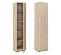 Armoire de rangement 1 porte - 40x35x180 cm - Armoire bureau chambre 4 étagères - Meuble de rangement multi-usages - Sonoma