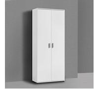 Armoire ménagère de 75 cm de large avec compartiment pour aspirateur, armoire de nettoyage avec étagères pour produits de nettoyage, balais et serpillères, polyvalente pour la maison, le couloir et la