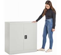 Armoire de rangement 2 portes en acier gris avec serrure