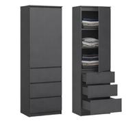 Home Collective Armoire Polyvalente avec 3 étagères et 3 tiroirs | Meuble Compact et Fonctionnel pour Chambre, Couloir ou Bureau | 40x50x180 cm (LxPxH) | Anthracite