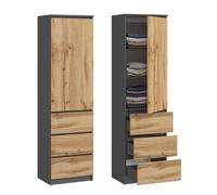 Home Collective Armoire à vêtements, penderie, Meuble de Rangement avec 3 étagères et 3 tiroirs | Armoire compacte pour Chambre à Coucher Couloir ou Bureau | 40 x 50 x 180 cm (L x P x H) | Anthracite