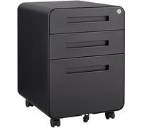 Armoire de rangement à 3 tiroirs - Style simple et polyvalent - Pour fichiers légales/lettres/A4 - Design à 5 roues - Anti-basculement - Acier laminé à froid - Imperméable à l'eau - Noir