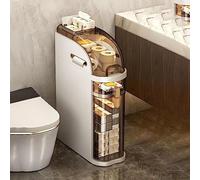 Armoire de rangement à 4 niveaux pour salle de bain - 17,8 cm de haut - Tour de rangement fine pour salle de bain avec tiroirs transparents et roulettes latérales - Armoire de rangement pour petite