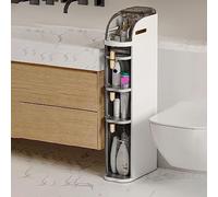 Armoire de rangement à 4 niveaux pour salle de bain - 17,8 cm de haut - Tour de rangement fine pour salle de bain avec tiroirs transparents et roulettes latérales - Armoire de rangement pour petite