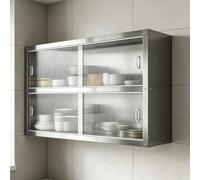 Armoire de Rangement a Fixer au mur Meuble Suspendu Design Moderne Acier Inoxydable et Acrylique Grande Capacité Portes Coulissantes Compatible Salle de Bain Atelier Caves(80*30*70cm(31.5*12*28in))