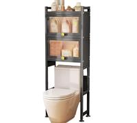 Armoire de rangement à poser au-dessus des toilettes avec porte rabattable étanche à trois niveaux pour salle de bain et buanderie - Charge stable - Gris (50 cm x 167 cm)